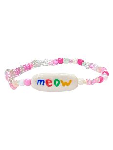 Браслет ручной работы из бисера с надписью «Meow»