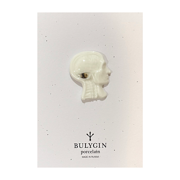 Брошь ручной работы Bulygin «Мозг», бело-золотистая, фарфор, фото 2.