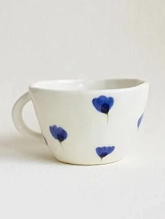 Чашка для чая ручной работы Васильки синие, керамика, 250 мл