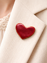 Брошь ручной работы Сердце, красная матовая, керамика, превью фото 2