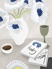 Постер интерьерный «Белые цветы в вазе», А3