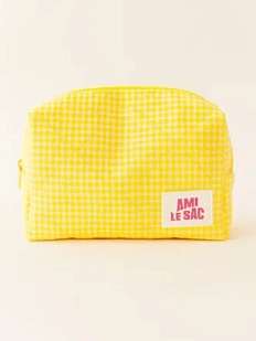 Косметичка ручной работы АМИ (Ami lé sac) «Moyen», жёлтая мелкая клетка