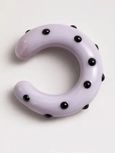 Кафф глянцевый Лампджой, стекло, розовый в горошек