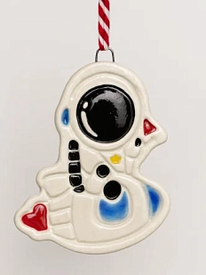 Игрушка на ёлку «Космонавт на ракете», керамика