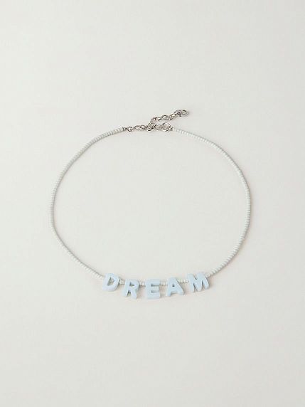 Чокер ручной работы с надписью перламутровыми бусинами «Dream», бисер, белый, фото 3.