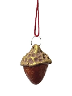 Ёлочная игрушка ручной работы «Жёлудь», коричневая, 3,5 см