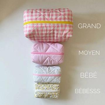 Косметичка ручной работы АМИ (Ami lé sac) «Moyen», жёлтая мелкая клетка, фото 5.