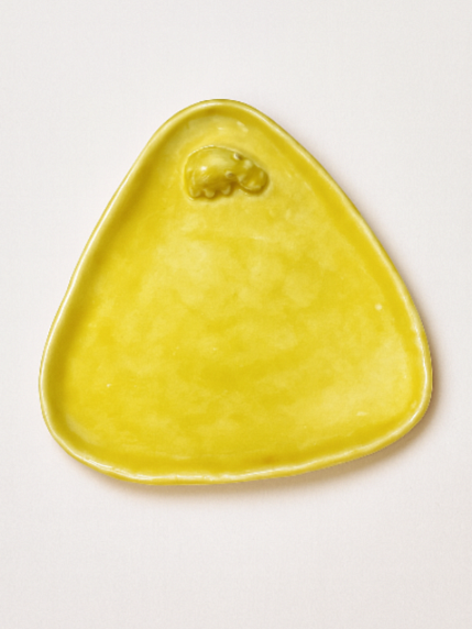 Тарелка ручной работы Бегемотик, жёлтая, керамика, 15 см, фото 1.