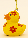 Ёлочная игрушка Утёнок с красными цветочками, 4 см, превью фото 2
