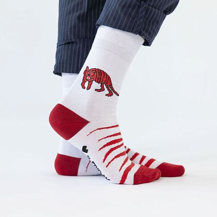 Носки «Тигр повышенной богатости», р-р 42-46, белые, фото 1.