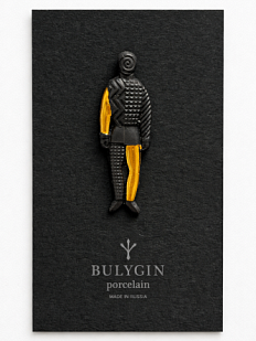 Брошь ручной работы Bulygin «Малевич», фарфор, чёрно-золотистая