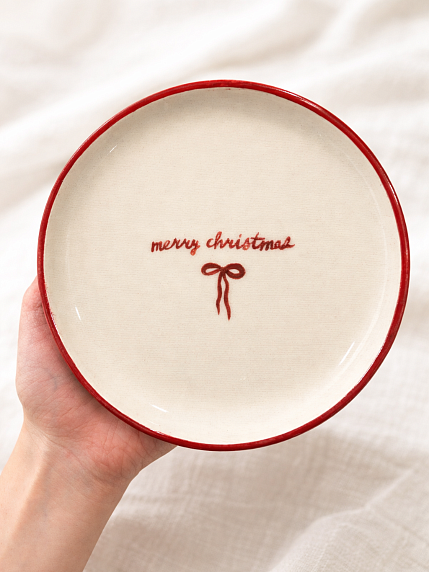 Тарелка ручной работы «Merry christmas», керамика, 15 см, фото 2.