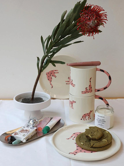 Тарелка ручной работы Ладан керамика «Леопард на бизике», 20 см, фото 3.