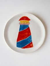 Тарелка ручной работы «Маяк большой», белая, 19 см