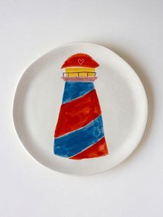 Тарелка ручной работы «Маяк большой», белая, 19 см