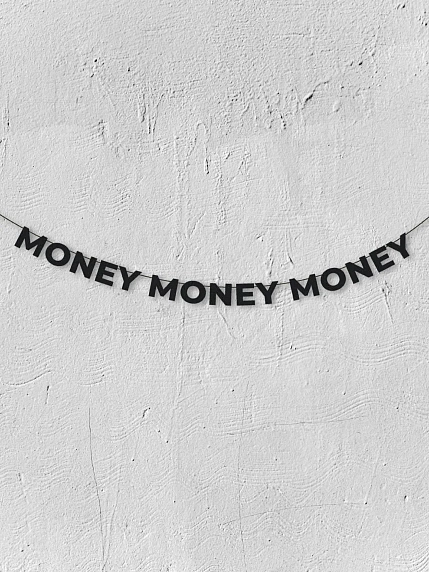 Бумажная гирлянда из букв Магия букв «Money Money Money», чёрная, картон, 240 г/м², фото 1.