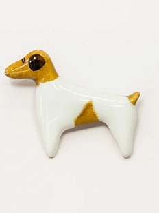 Брошь ручной работы Екатерина Юдо «Джек рассел терьер», керамика