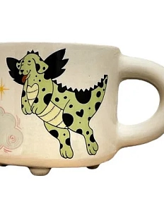 Кружка ручной работы Звер с драконом «Пёсодракон», деколь, белая, керамика, 350 мл