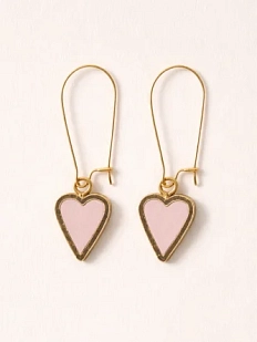Серьги Сердечки из серии «Преданное сердце», дерево, розовые