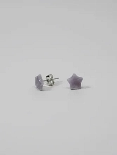 Серёжки-гвоздики КерамЕлКа «Маленькие звёздочки», фиолетовые, фарфор