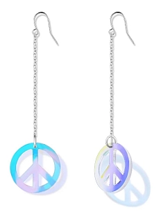 Серьги Monolama «Peace», оргстекло, переработанный пластик, переливающиеся