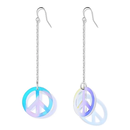 Серьги Monolama «Peace», оргстекло, переработанный пластик, переливающиеся, фото 1.