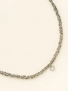 Чокер ручной работы «Heart. Silver», алмазное стекло, родированная латунь