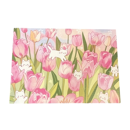 Открытка Лавкот «Котёнок в розовых тюльпанах», А6, фото 1.
