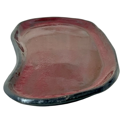 Блюдце ручной работы бордовое, керамика, 20 см, фото 3.
