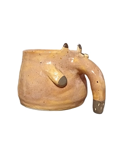 Кружка ручной работы Лисица с лапками, светло-коричневая, керамика, 300 мл