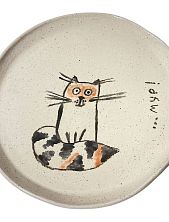 Тарелка ручной работы с котиком «Мур!», керамика, 15 см