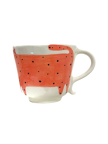 Чашка для чая ручной работы «Кот», розовый, керамика, 250 мл, фото 3.