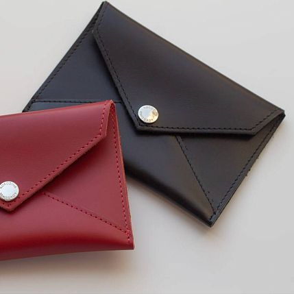 Кошелёк-конверт для документов ручной работы, Kokosina bags, натуральная кожа, чёрный, фото 5.