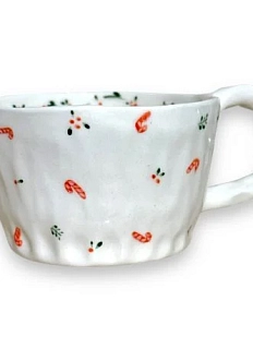 Новогодняя кружка ручной работы «Леденцы и веточки», красно-зелёная, керамика, 400 мл