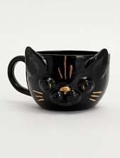 Кружка ручной работы «Кот», чёрная, керамика, 300 мл