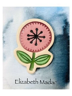 Брошь ручной работы Elizabeth Madar Большой цветок, розовый, керамика