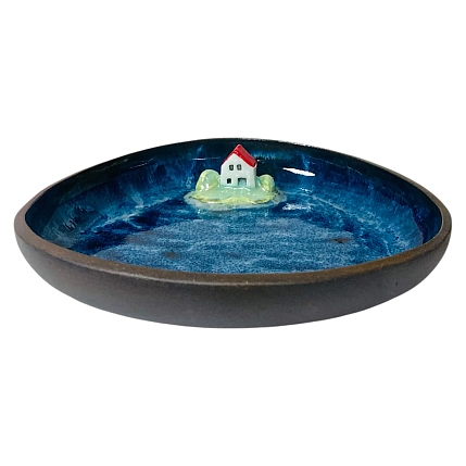 Тарелка с фигуркой внутри Синее море, чёрная, керамика, 14 см, фото 5.