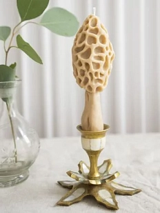 Свеча ручной работы «Гриб Сморчок», охра