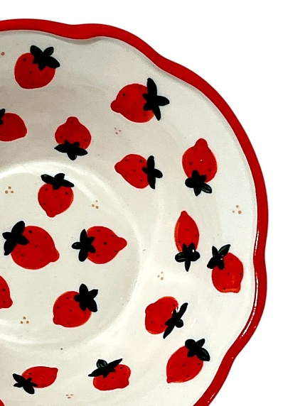 Пиала ручной работы Slowday Ceramics «Клубника», полуфарфор, 17 см, фото 2.
