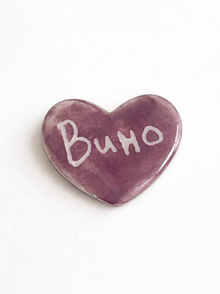 Брошь ручной работы Elizabeth Madar сердечко «Вино», бордовый, керамика, фото 1.