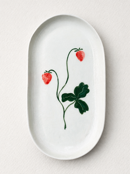 Блюдце ручной работы «Земляника», керамика, 17 см, фото 3.