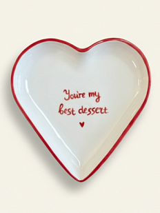 Тарелка ручной работы Йеллоускуп в форме сердечка «You're my best dessert», керамика, 13 см