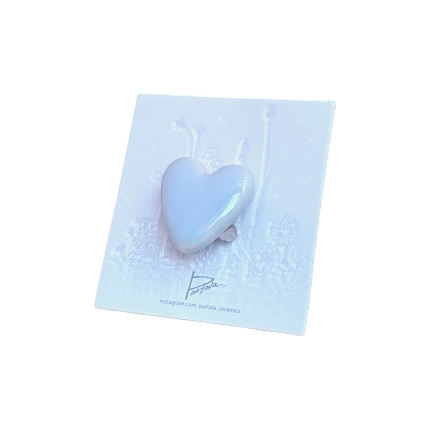 Брошь ручной работы Партала керамика «Сердце», Partala ceramics, голубая, фото 2.