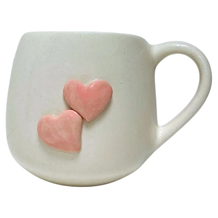 Кружка ручной работы Катя Вебер с сердечком, белая, керамика, 250 мл, фото 4.