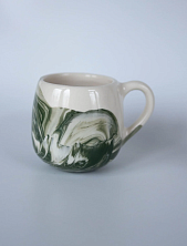 Кружка ручной работы РУКИ В ГЛИНЕ «Зелёный мрамор», керамика, 400 мл, круглая