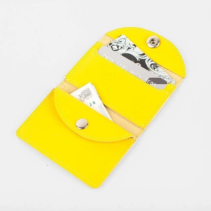 Cкладной кошелёк визитница ручной работы, Kokosina bags, натуральная кожа, голубой металлик, фото 4.