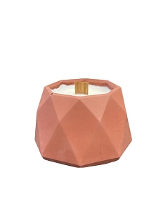 Свеча в гипсовом стакане многограннике, кирпичная