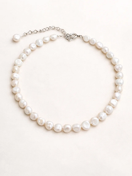 Чокер из очень крупного жемчуга с длинной цепочкой Мигетт, фото 2.