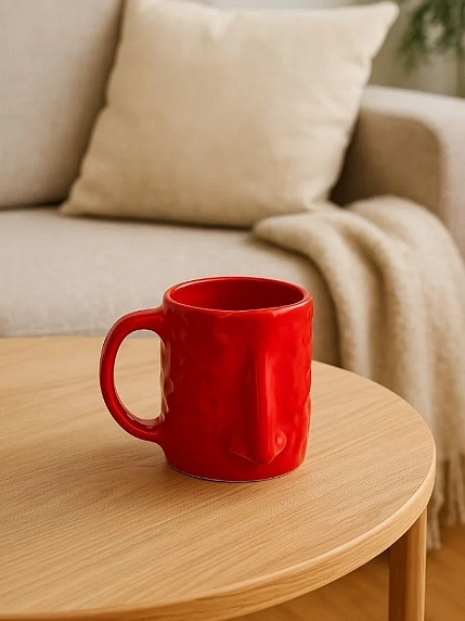 Кружка ручной работы Тата вытворяет/NF ceramics «Нос», красная, 400 мл, фото 5.