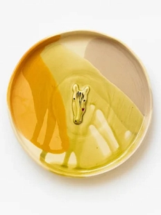 Тарелка ручной работы Мария Гордеева с фигуркой Лошадка, полуфарфор, 18 см